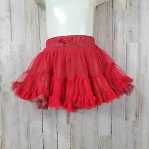 5/$25 Baby Grand Signature Girls Tutu Skirt Red Metallic Lined Tulle 18 Mths